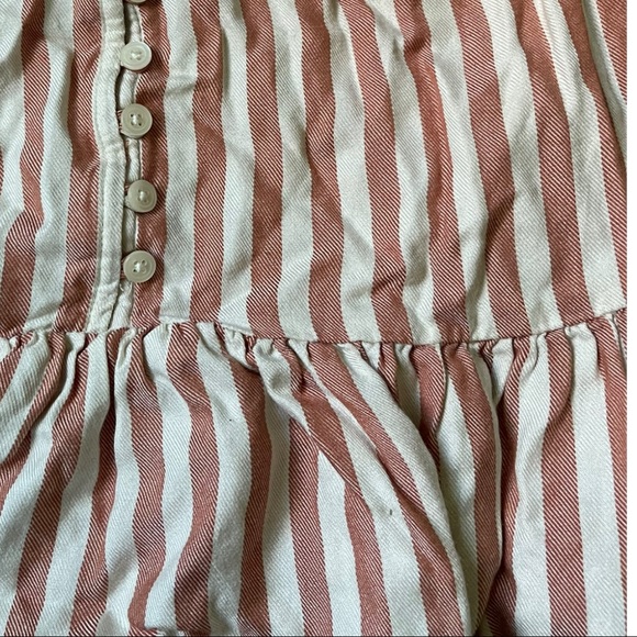 Madewell Courtyard Ruffle-Hem Top Size XXS Striped V-Neck Button Front Blouse - Picture 5 of 7